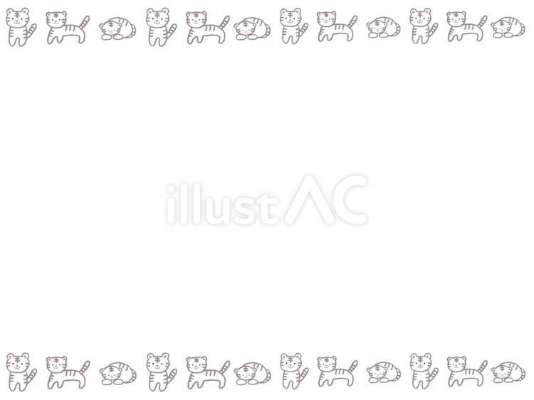 ホワイトタイガーのフレーム ホワイトタイガー,トラ,フレームのイラスト素材