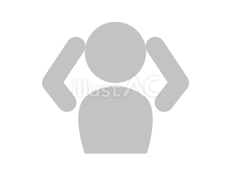 両手を頭にやる上半身シルエット 人物,シルエット,グレーのイラスト素材