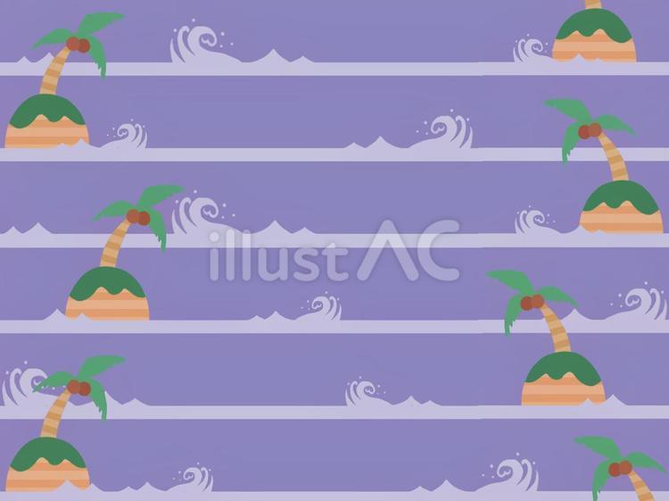 南の島と海（紫）背景 ヤシの木,植物,ヤシの実のイラスト素材