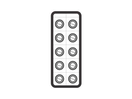 薬（錠剤・シート１枚）03 薬,錠剤,ブリスターパック,ptpシート,薬局,病院,病気,治療,アイコン,マークのイラスト素材