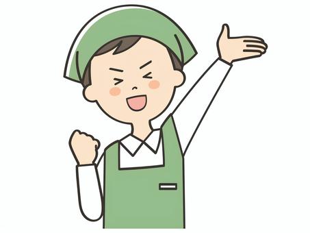 元気いっぱいな男性店員 元気いっぱいな男性店員 やる気,頑張る,元気,向上心,ファイト,努力,挑戦,呼ぶ,声かけ,集客のイラスト素材