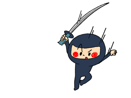 Illustration, ninja, sauter, couteau, 