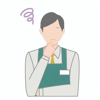 悩むエプロン着用の若い男性 悩むエプロン着用の若い男性 悩む,エプロン,困る,考える,男性,若い,シャツ,ネクタイ,上半身,1人のイラスト素材