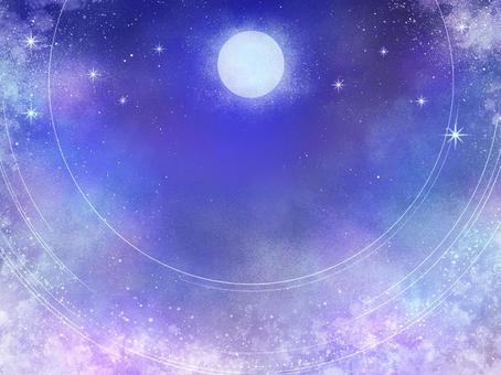 円環のベールⅡ満ち欠けの環【6】 スピリチュアル,ヒーリング,満月,星,宇宙,web素材,空,神秘的,フレーム,グラデーションのイラスト素材