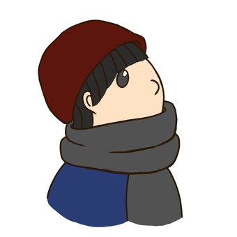 見上げる人2_1 人,冬,見上げる,帽子,マフラー,地味,ダークカラー,冬服,挿絵,男性のイラスト素材