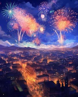 Illustration, fireworks, a festival, general assembly, 