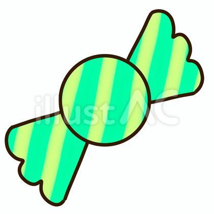 黄色と緑の斜めストライプのキャンディ
