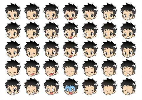 男の子②_表情いろいろ 男の子②_表情いろいろ 男の子,表情,顔のイラスト素材