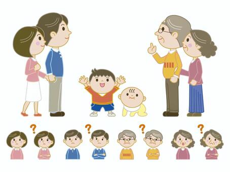 二世帯家族 二世帯家族,家族,家庭,親子,お母さん,母,お父さん,父,子ども,赤ちゃんのイラスト素材