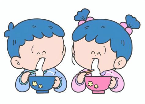 お餅を食べる子どもの手描きイラスト お餅を食べる子どもの手描きイラスト 餅,お雑煮,正月,ぜんざい,手描き,食べる,お正月,冬,子ども,可愛いのイラスト素材