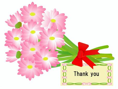 コスモス花束3＿メッセージカード コスモス,花束,ブーケ,花,切り花,茎,リボン,秋,メッセージ,英字のイラスト素材