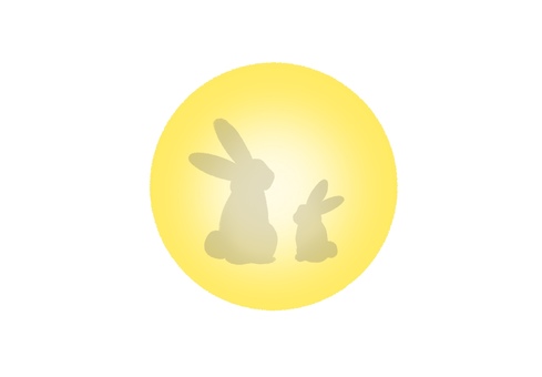 満月と月兎 月,満月,十五夜,お月見,中秋の名月,兎,天体,円,丸い,秋のイラスト素材