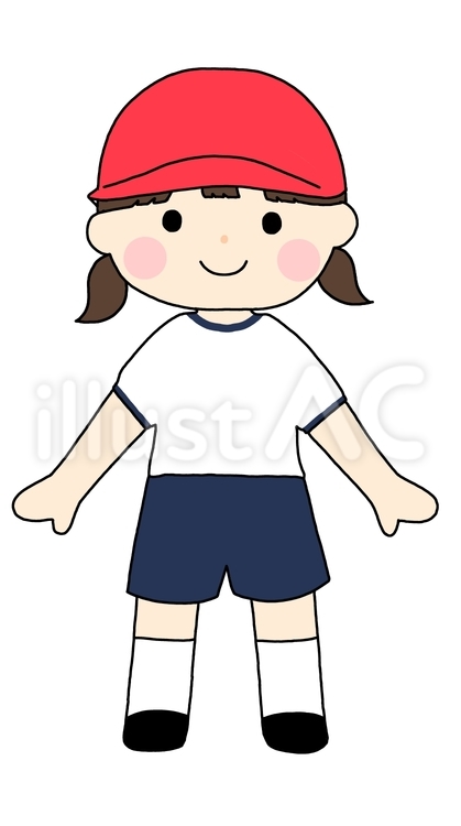 体操服の子供 体操服,子供,赤白帽のイラスト素材