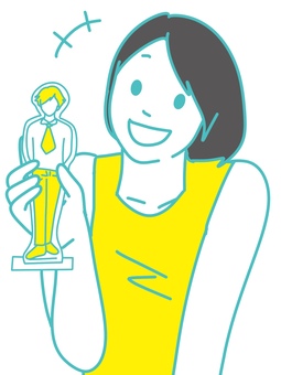 推しのアクリルスタンドを見せびらかす女性 女性,推し活,アクリルスタンド,アニメ,キャラクター,見せる,楽しい,生き生き,グッズ,ネクタイのイラスト素材