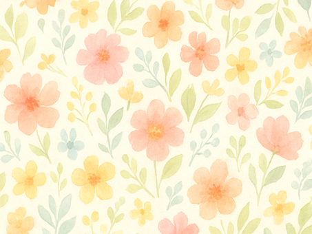 水彩風の優しい花柄パターン
