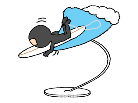 サーフィン パドリング,サーフィン,波,海,サーファー,オブジェ,pop調,手描き,挿絵,ワンポイントのイラスト素材