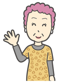  大阪のおばちゃん-114-バスト 笑顔,おばちゃん,大阪,ヒョウ柄,おばはん,中年,女性,関西,派手,おばさんのイラスト素材