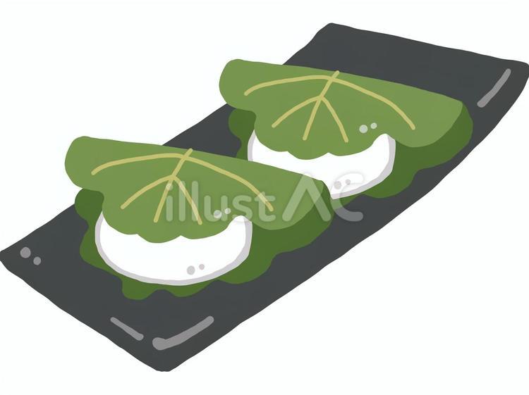ゆるい手描き柏餅（こしあん） 柏餅,和菓子,端午の節句のイラスト素材