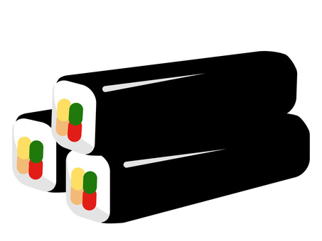 節分の恵方巻・太巻き・または韓国キンパ 恵方巻,節分,2月,キンパ,キムパプ,太巻き,ロール寿司,韓国料理,アジア料理,和食のイラスト素材