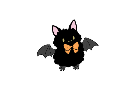リボン付きコウモリ（黒） コウモリ,リボン,黒,ハロウィン,耳,羽,飛ぶ,かわいい,ゆるいのイラスト素材