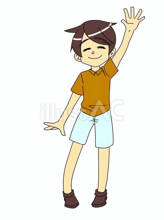 手を振る子供 子供,ポーズ,手を振るのイラスト素材