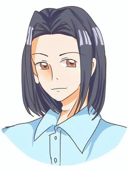 ロングヘアーの男性 男性,コミック風,黒髪,人物,ロングヘアーのイラスト素材