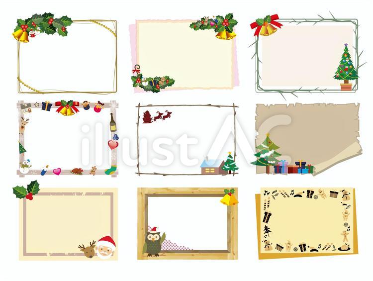クリスマスフレーム枠セット 冬,クリスマス,サンタクロースのイラスト素材