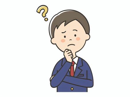 考える男子学生 男の子,高校生,考える,困る,不安,悩む,はてな,迷う,謎,質問のイラスト素材