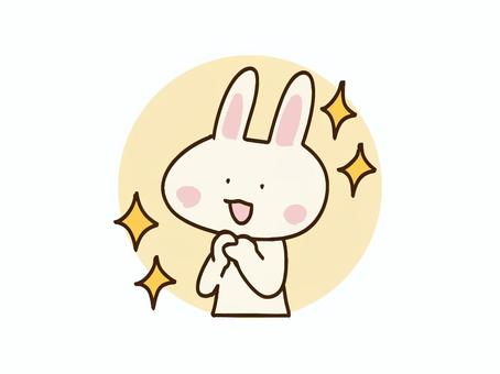 手書きゆるいかわいいうさぎくん祈る