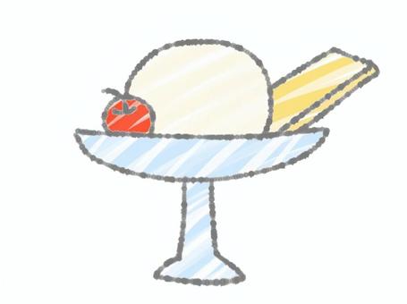 バニラアイス バニラアイス,アイス,白,デザート,お菓子,ウエハース,可愛い,ガラス,さくらんぼ,チェリーのイラスト素材