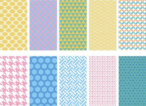 Japanese style pattern 10 kinds set, JPG, PNG and AI Japanese style pattern 10 kinds set, chrysanthemum, yasuri, scales, JPG, PNG and AI