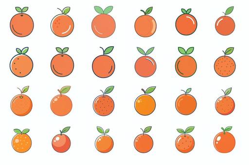 みかんアイコンまとめ フルーツ,オレンジ,アイコン,ひとそろい,ミカン属,新鮮,ベクターのイラスト素材