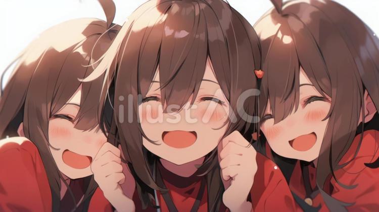 笑顔の三姉妹 三姉妹,女の子,女性のイラスト素材