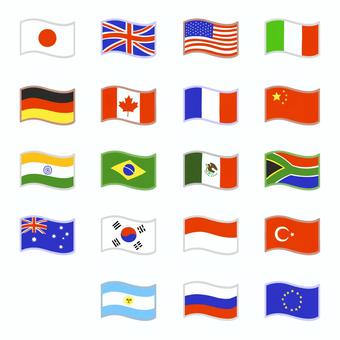 国旗セット 国旗,国,世界,日本,イギリス,アメリカ,イタリア,ドイツ,カナダ,フランスのイラスト素材