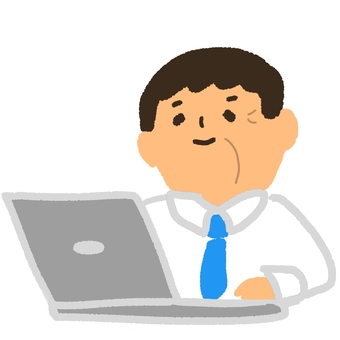 仕事をするおじさん おっさん,おじさん,親父,中年,おっちゃん,男性,働きざかり,上半身,スーツ,ネクタイのイラスト素材