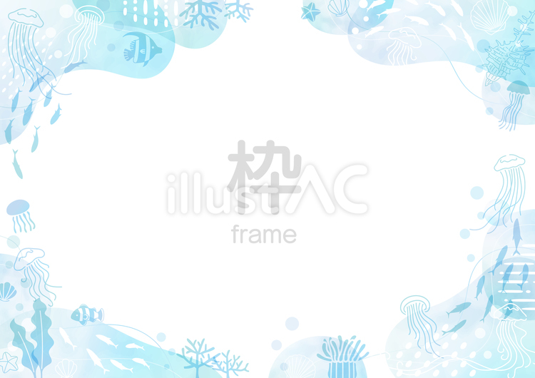 幻想的な海と魚のフレーム 海,魚,夏のイラスト素材