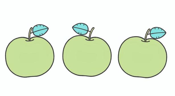 青りんごの手描きイラスト4 青リンゴ,りんご,フルーツ,手描き,挿絵,単品,シンプル,果物,食べ物,緑のイラスト素材