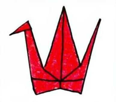 折り紙の鶴の手描きイラスト 折り紙,鶴,赤,正月,正月飾り,めでたい,イラスト,手描き,色鉛筆画のイラスト素材