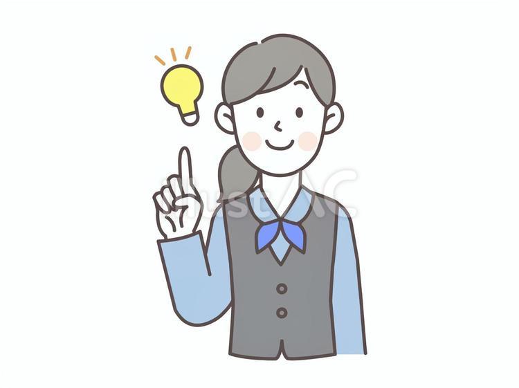 指差しとアイディアと制服姿の女性会社員 会社員,人物,女性のイラスト素材