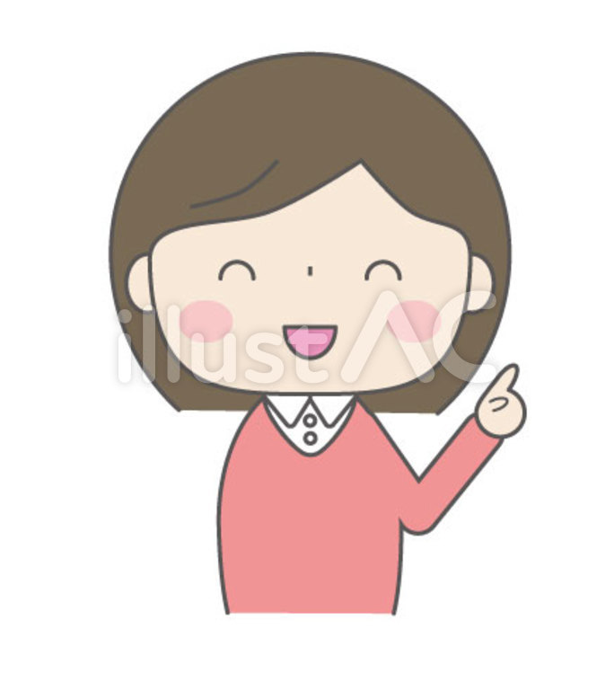 指さしをする女性 かわいい,女性,女のイラスト素材