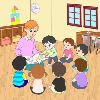 【SSTワーク】絵本を覗き込む子供 療育,保育,学習,教材,プリント,ソーシャルスキル,sst,絵カード,社会性,絵本のイラスト素材