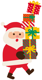 プレゼントを運んでバランス崩すサンタさん クリスマス,サンタクロース,おじいさん,プレゼント,運ぶ,バランス,人物,全身,ポーズ,冬のイラスト素材