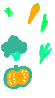 冬野菜 デフォルメ,シンプル,透過,冬野菜,かぼちゃ,ほうれん草,ブロッコリー,ネギ,にんじん,大根のイラスト素材