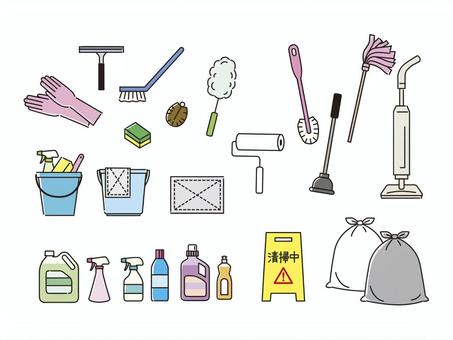 掃除道具_Part2 掃除道具_Part2 掃除,清掃,道具,ゴム手袋,スキージー,ブラシ,スポンジ,たわし,ハンディモップ,コロコロのイラスト素材