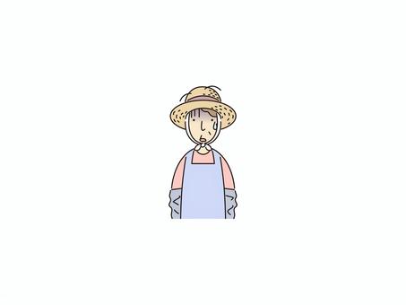 ドン引きする農夫のおばあさん 戸惑い,困惑,引く,拒絶,ショック,カラー,おばあさん,農家,農業,麦わら帽子のイラスト素材