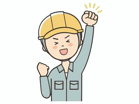 元気いっぱいな男性作業員 元気いっぱいな男性作業員 やる気,頑張る,元気,頑張ろう,頑張れ,応援,ガッツポーズ,向上心,ファイト,挑戦のイラスト素材