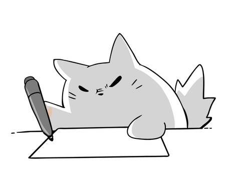 回答中 悩む ねこ ねこ,白猫,フリップ,ボード,メモ,回答,重要,ポイント,ペン,眉間のイラスト素材