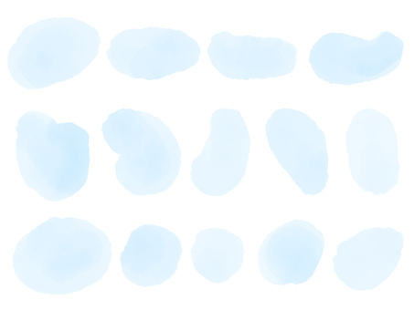 水彩のゆるいフレーム水色（丸モチーフ） 水彩,まる,形,いびつ,タイトルフレーム,ゆるい,あしらい,手描き,アクセント,模様のイラスト素材