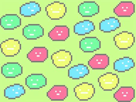 つぶつぶグミのキャラクターのドット絵背景 つぶつぶ,グミ,カラフル,キャラクター,背景,パステル,かわいい,レトロ,デザイン,絵のイラスト素材