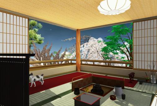 Japanese-style room with cherry blossom view, , JPG